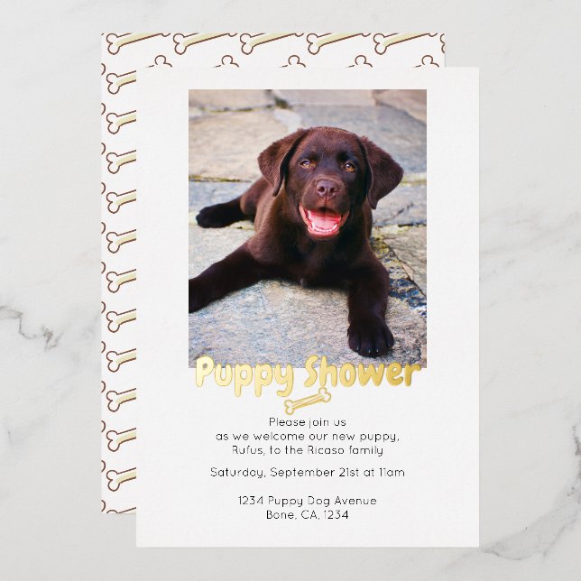 Invitation En Aluminium Douche de chiot mignonne adoption de chien personn (Recto/Verso)