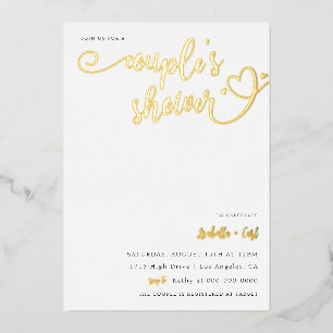 Invitation En Aluminium Douche de Couple Cœurs