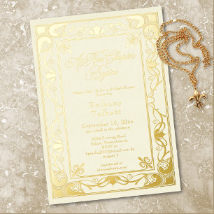 Invitation En Aluminium Douche Ivory Art Nouveau Vintage Nouveau Chapitre