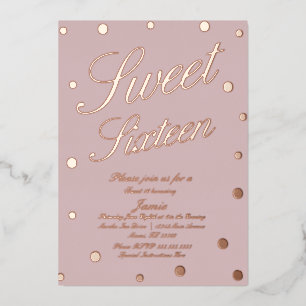 Invitation En Aluminium Douze ans sucrés points blush or pressé 