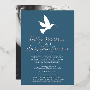 Invitation En Aluminium Dove or bleu gris simple mariage photo personnalis