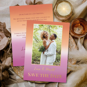 Invitation En Aluminium Drapeau de fierté de dégradé de photo de mariage l