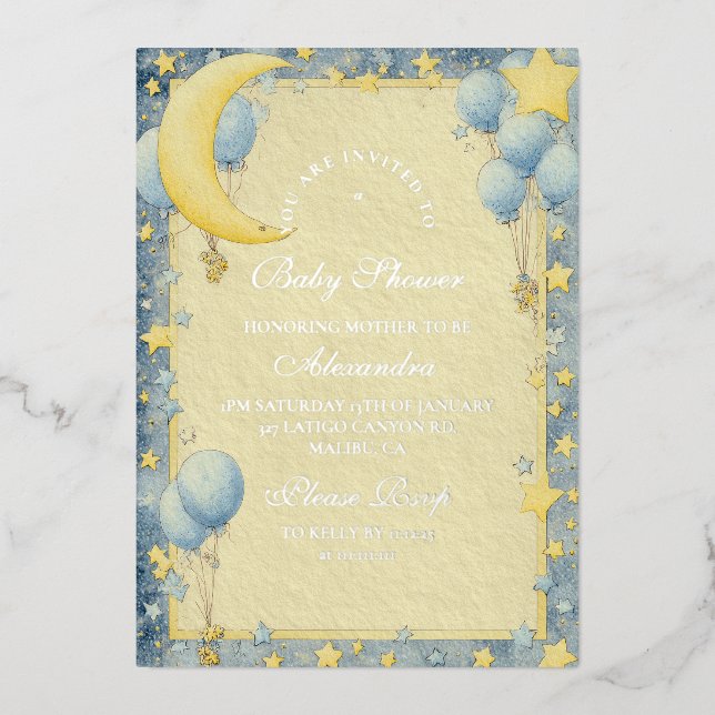 Invitation En Aluminium Dreamy Night Sky Baby shower (Recto)