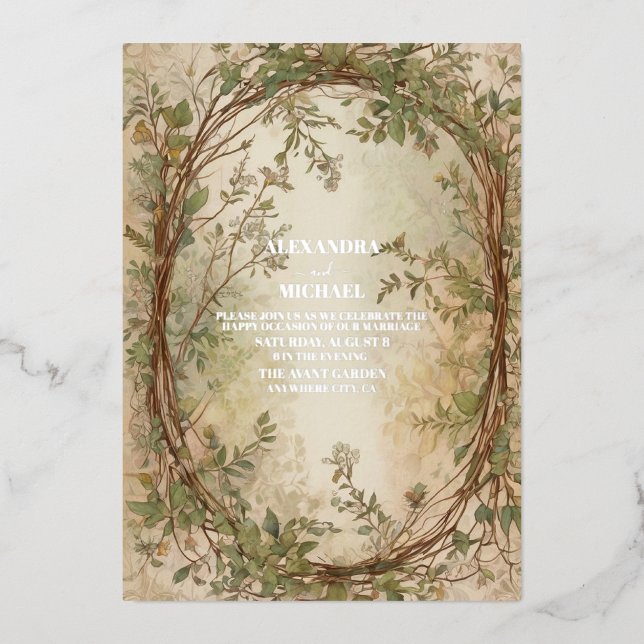 Invitation En Aluminium Dried Fan Palm Oasis Botanical Wedding  (Recto)