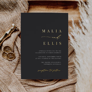 Invitation En Aluminium Droite ultra minimale   Calligraphie Mariage