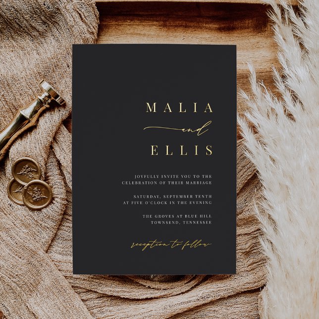 Invitation En Aluminium Droite ultra minimale | Calligraphie Mariage (Créateur téléchargé)