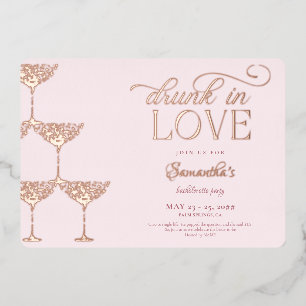 Invitation En Aluminium Drunin In Love Champagne Tower Pink Bachelorette