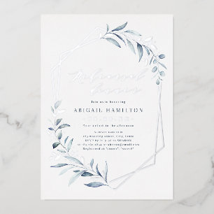 Invitation En Aluminium Dusty Blue Rose Gold Rustic Diner de répétition