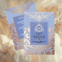 Dusty Blue RoseGold Classic Monogram Boho Mariage