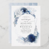 Dusty Blue Silver Blanc Floral Mariage