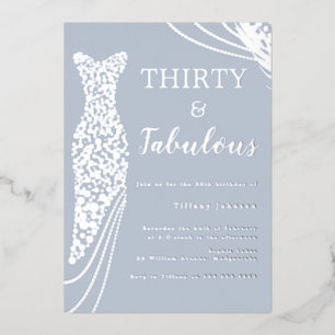 Invitation En Aluminium Dusty Blue & Silver Classic Élégant 30e anniversai