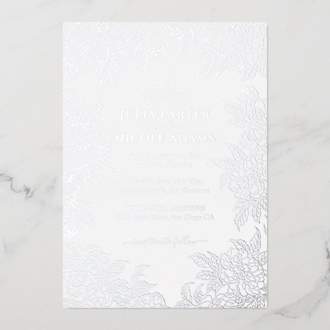 Invitation En Aluminium Dusty Brunt Orange Peony Flowers Mariage de automn (Recto)