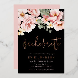 Invitation En Aluminium Dusty Rose & Black Bachelorette Party Rose Gold