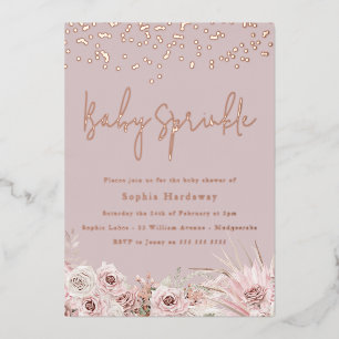 Invitation En Aluminium Dusty rose Bleu Bébé Sprinkel Douche Rose Or