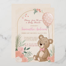 Dusty rose Boho Teddy Bear Balloon Baby