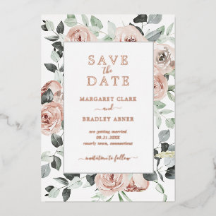 Invitation En Aluminium Dusty Rose Floral Élégant Mariage Enregistrer La D