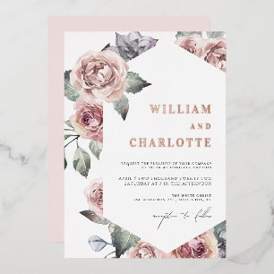 Invitation En Aluminium Dusty Rose Foliage Mariage moderne
