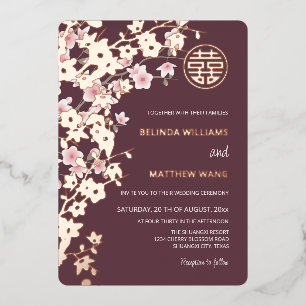 Invitation En Aluminium Dusty Rose Rose Mariage chinois