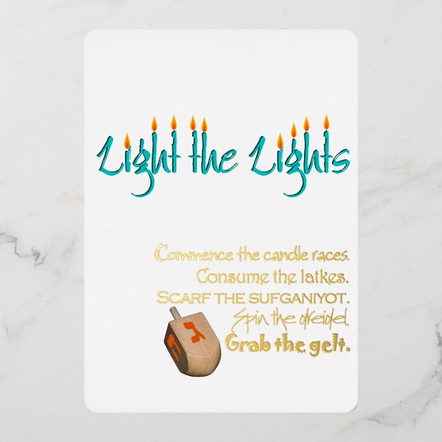 Invitation En Aluminium Éclairer les lumières Chanukah (Recto)