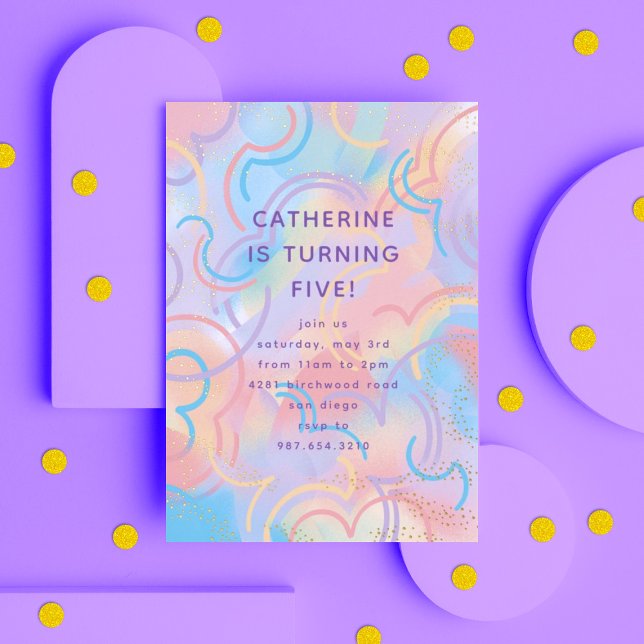 Invitation En Aluminium Éclats arc-en-ciel (Créateur téléchargé)