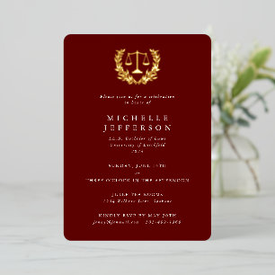 Invitation En Aluminium École de droit rouge/Diplôme en droit