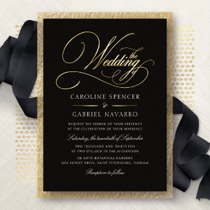 Invitation En Aluminium Écriture Calligraphique Élégante Formel Mariage Fo