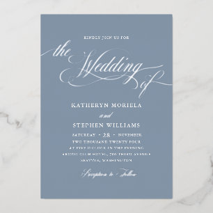 Invitation En Aluminium Écriture Classique Romaine Calligraphie Mariage Ar