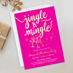 Invitation En Aluminium Écriture de cocktail de fête de Noël Fuchsia amusa