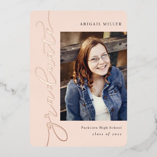 Invitation En Aluminium Écriture latérale Pile Graduation de couleur modif (Recto)