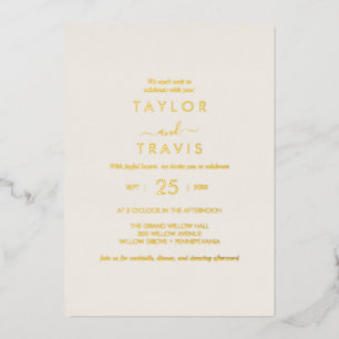 Invitation En Aluminium Écriture moderne au feuillet d'or   Mariage décont