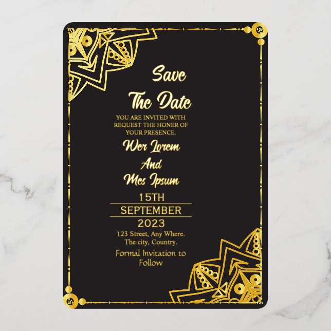 Invitation En Aluminium Effacer mariage acrylique Enregistrer la date (Recto)