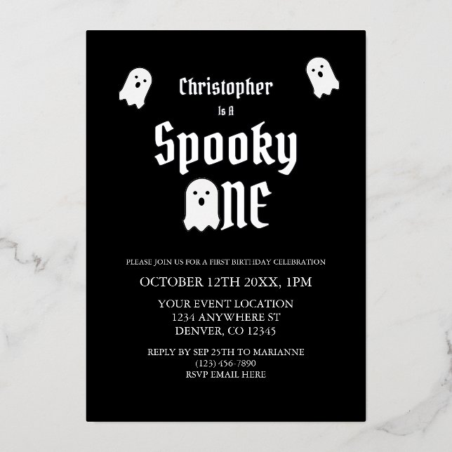 Invitation En Aluminium Éffrayant un 1er anniversaire (Recto)