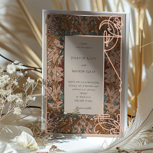 Invitation En Aluminium Élégance Automnale Mariage Art Nouveau