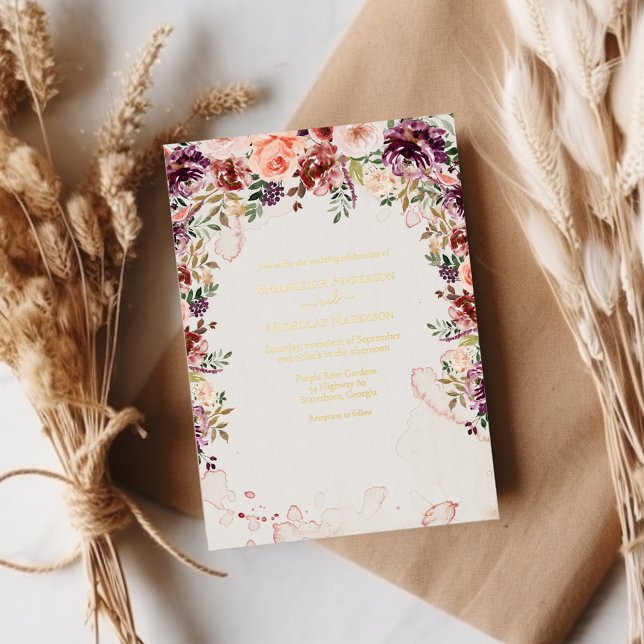 Invitation En Aluminium Élégance d'automne Mariage floral (Créateur téléchargé)