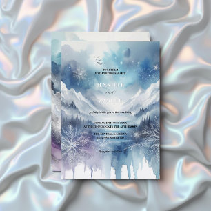 Invitation En Aluminium Élégance Frostée Moderne Aquarelle Argent Glacé 