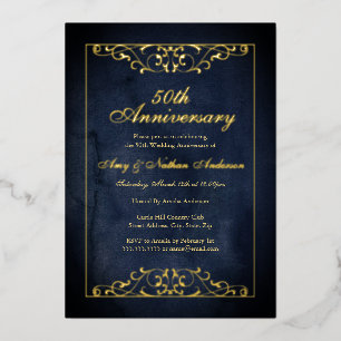 Invitation En Aluminium Élégant 50e anniversaire de Mariage de la Marine