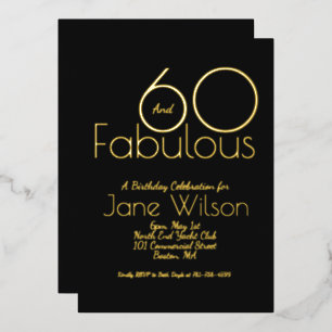 Invitation En Aluminium Elégant 60 ans avec feuille d'or et Joyeux Anniver