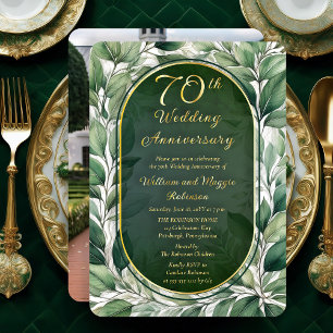 Invitation En Aluminium Élégant 70e anniversaire de Mariage pour les Feuil