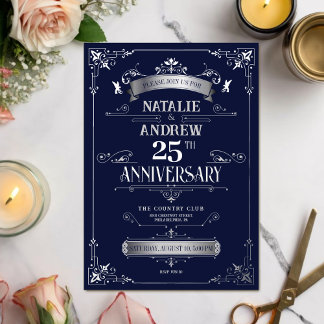Invitation En Aluminium Élégant Anniversaire de Mariage Argent de la Royal