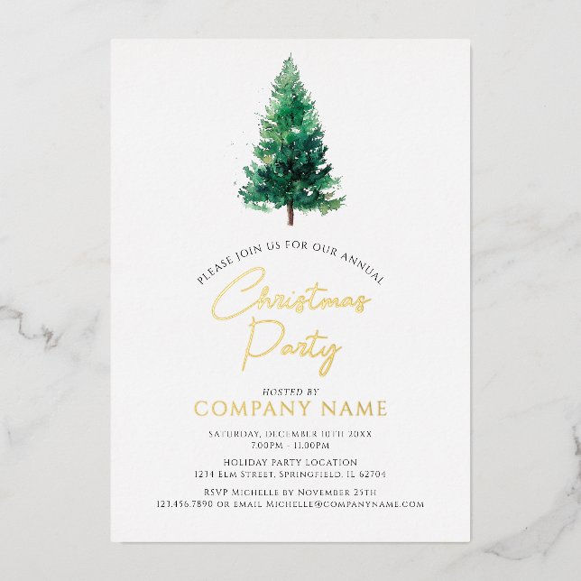 Invitation En Aluminium Élégant arbre de Noël moderne Parti d'entreprise (Recto)