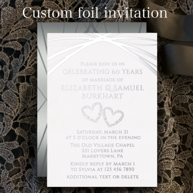 Invitation En Aluminium Élégant Arc Coeur unique 60e anniversaire de Maria (Easily customize this template for a unique elegant arch wedding anniversary party invitation.)