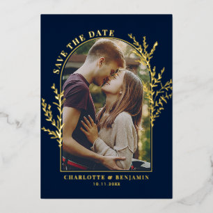 Invitation En Aluminium Elégant Arc photo mariage Enregistrer la date Gold