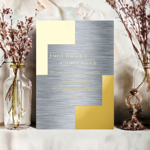Invitation En Aluminium Élégant Argent Luxe Moderne Mariage Or
