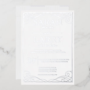 Invitation En Aluminium Elégant Argent traditionnel Mariage Foil Invitatio