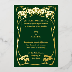 Invitation En Aluminium Elégant Art Nouveau Foliage Bordure