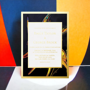 Invitation En Aluminium Elégant Artsy Abstrait moderne minimal Mariage or