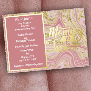 Invitation En Aluminium Élégant Baby shower en marbre rose Or