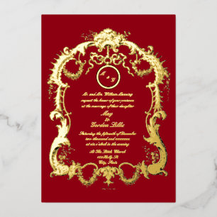 Invitation En Aluminium Elégant Baroque Rococo 1746 Mariage Frame Border