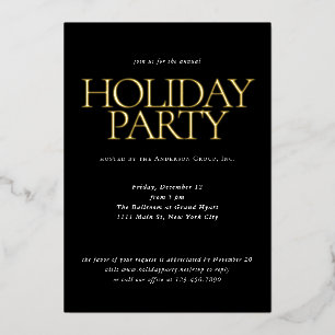 Invitation En Aluminium Elégant Black Corporate Company Holiday Party Gold