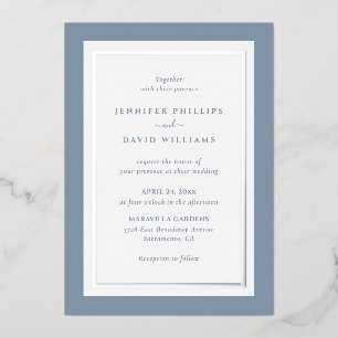 Invitation En Aluminium Elégant bleu et argent Dusty
